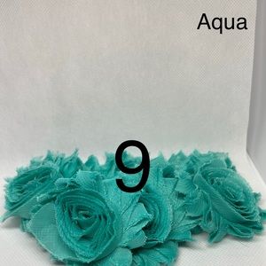 Lot of 9 Aqua shabby flowers headband DIY NEW